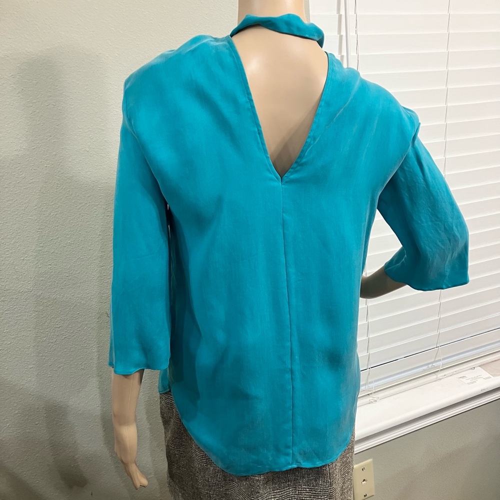 NWT SANDRO Elegant Teal All Silk Top